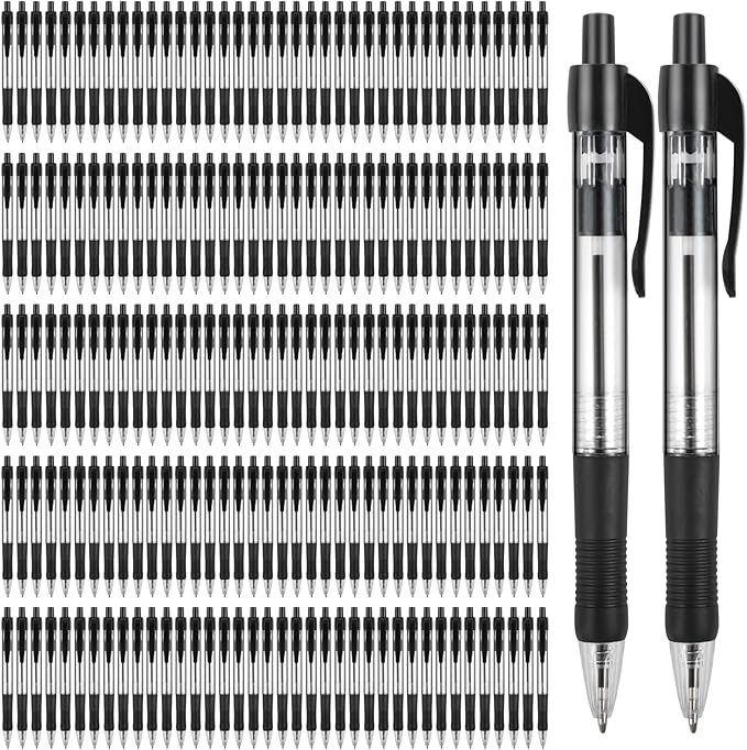 Blcculi 200 Pack Retractable Ballpoint Pens Bulk,1.0 mm Medium Point Pen,Black Gel Ink Pens,Smooth Writing Pens with Comfortable Grip for Office Supplies Journal Writing (Black Ink)