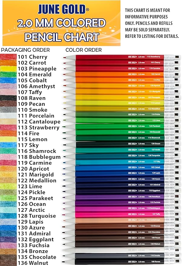 June Gold 36 Green (Emerald #104) Colored 2.0 mm Lead Refills, Bold Thickness for Heavy Use, Break Resistant with a Convenient Dispenser