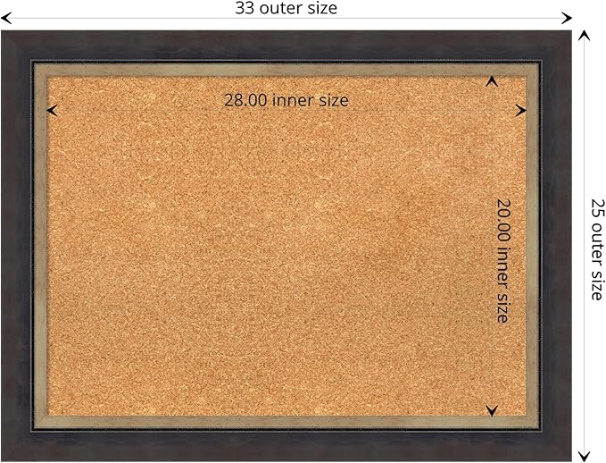 Amanti Art Natural Cork Board for Wall, 25x33 Vision Board with Black Wood Frame, Medium Corkboard Office Decor for Home Organization, Casual Corkboard Pinboard to display items for home organization