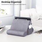 CreaDream Tablet Pillow Stand, Soft Pillow Pad for Lap, Tablet Holder Dock for Bed with 3 Viewing Angles, Pocket, Stylus Mount, Compatible with iPad Pro 13, 10.5, 9.7 Air, Mini, Galaxy Tab, E-Reader