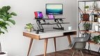 Mount-It! 38" Standing Desk Converter, Desktop Sit-Stand Desk Riser with Gas Spring Height Adjustment, Compact Desk Topper for Dual Monitors or Laptop, Keyboard Tray, Black