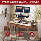 SANODESK Standing Desk Converter with Electric Motor 42" Height Adjustable Riser for Office Home,Dual Monitor and Laptop Workstation with Large Keyboard Tray, Rustic Color