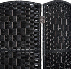 HOMCOM Room Divider, 6 Panel Folding Privacy Screen, 6FT Tall Portable Wicker Weave Partition Wall Divider for Bedroom, Home Office, Black
