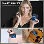 BWEGRHE Cute Credit Card Holder with Zipper, Blue Skull Flag RFID-Blocking Card Case Small Wallet for Women Men, Multi-slot Card Organizer Case Travel Accordion Wallet