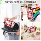 Bolaz Big Capacity Pencil Pen Case Pouch Bag School College Office Organizer for Teens Girls Adults Student-Valentine's Day Red White Hearts on Pink