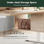 FEZIBO Electric Standing Desk 48 x 24 Inch with Monitor Shelf, 3 Drawers and Open Storage, Home Office Computer Workstation, Maple, 2 Packages
