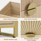 LGHM Fluted Dresser for Bedroom with 6 Drawers, 6 Drawer Dresser, 50" W Chest of Drawers Closet Organizers & Storage Clothes -Solid Semicylinder Fluted Drawers, Bold Reinforcement Metal Frame, Oak