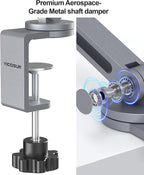YICOSUN Tablet Arm Mount with Super Grip, Adjustable Foldable Holder & Heavy Duty Aluminum 360° Rotating Clamp for iPad, Phone, Monitor, Kindle - Universal for Desk, Bed, Kitchen - Gray