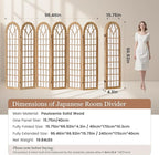 Asnefeli 6 Panel Japanese Room Divider, Shoji Style Partition Divider, Fully Assembled Wooden Privacy Screen for Home Office Bedroom Apartment Decoration, Natual