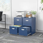 SteeLoong 2 Drawer File Cabinet with Lock,Blue Metal Office Drawers Filing Cabinets for Home Office, Two Drawer Under Desk File Cabinet for Hanging Letter,Easy Assemble