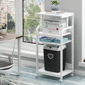 Fannova 4 Tier White Printer Stand Table with Adjustable Shelves, Movable Printer Shredder Stand with Wheels for Home Office Storage and Organization, Rolling Cart for Computer Tower CPU