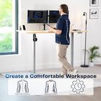 VIVO Electric 71 x 36 in Standing Desk, Memory Height Adjustment, 1B Series, Holds 220 lbs, Light Wood Top Gray Frame, DESK-KIT-1G7C-36
