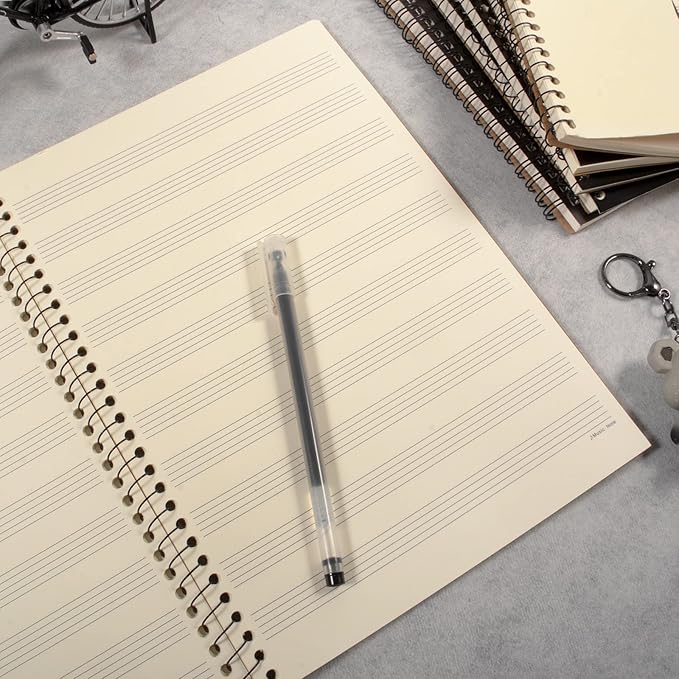MAXCURY Blank Sheet Music Composition Manuscript Staff Paper Art Music Notebook Black 100 Pages 26x19cm (Pink/Grey Green)