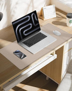 Leather Desk Pad Protector, Mouse Pad, Office Desk Mat, Non-Slip PU Leather Desk Blotter, Laptop Desk Pad, Waterproof Desk Writing Pad for Office and Home (Beige, 31.5" x 15.7")