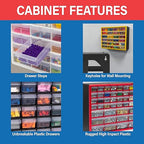 Akro-Mils 24-Drawer Plastic Drawer Storage Cabinet for Garage Organization, Bead Organizer, Building Bricks Storage, Teacher Toolbox, Makeup Organizer, 20" W x 6" D x 16" H, 10124 Red