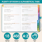 ZXHQ Address Book with Colorful Alphabetical Tabs (8.4" x 5.8") - Address Books for Seniors Hardcover Telephone and Contact Organizer, with Space for Important Website Passwords - Blue