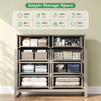 LGHM Fluted Dresser for Bedroom with 8 Drawers, Modern 8 Drawers Dressers with Semi-Cylindrical, Chest of Drawers Closet Organizers and Storage Clothes, 43" Tall Dresser with Bold Steel Frame, Gray