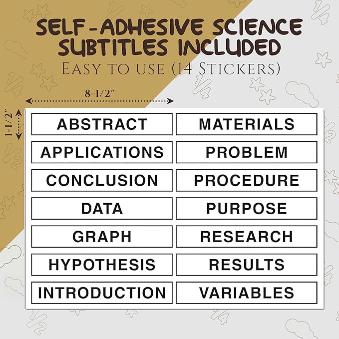 White Trifold Presentation Board 36" x 48" (Pack of 24) Self-Adhesive Science Subtitles Included - Display Exhibition Board Lightweight and Portable with Smooth Surface - by Emraw