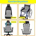 kingphenix Car Seat Cushion with Lumbar Support Pillow: Enhanced Comfort Memory Foam Design for Pain Relief, Ideal for Drivers and Office Use - Ergonomic Lumbar Comfort for Long Sitting - Gray