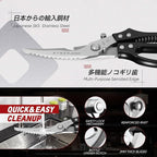 TIVOLI Poultry Shears Black,Japanese Kitchen Shears Heavy Duty with Non-Slip Handle & Safety Lock,Multifunctional Kitchen Scissors for Chicken, Meat, Turkey, Fish, Vegetables,Ideal Gift