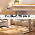 FLEXISPOT Electric Standing Desk with Drawer Storage Adjustable Height Quick Assembly Table w/USB Charge Ports, Child Lock （Natural Desktop + White Frame）