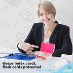 Enday Index Card Holder Pink, 3x5 Note Flash Card Organizer Case, Index Card File w/flip top, Notecard Recipe, Holder, Holds 250 Cards, Also Available in Purple, Red, Green, Blue, Grey (1 PC)