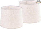 GO&SO Set of 2 Large Oatmeal Linen Drum Lamp Shade - 14"x16"x11" (Spider) - Modern Style Replacement Lampshade for Table, Floor & Bedside Lamps -Handcrafted Natural Linen Lamp Shade -Easy Assembly