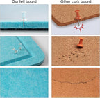 Bulletin Board, 36 x 24 inches Felt Board - Decorative Pin Board, Cork Board Alternative for Wall, 3' x 2' Foldable Picture Board Self-Adhesive Vision Board with 20 Pushpins - Turquoise Blue