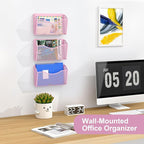 EasyPAG Single Pocket Wall File Organizer, Mesh Hanging File Folder Organizer for Letter/A4 Size Folders, Wall Mounted Vertical Mail Holder for Paperwork, Office, Home, School, Pink