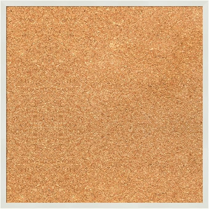 Amanti Art Natural Cork Board for Wall, 15x15 Vision Board with White Frame, Small Corkboard Office Decor for Home Organization, Modern Corkboard Pinboard to Display Items for Home Organization in