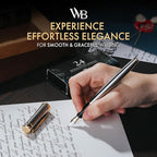Wordsworth & Black Fountain Pen Set, Medium Nib, Includes 24 Ink Cartridges and Ink Refill Converter, Gift Case, Journaling, Calligraphy, Smooth Writing Pens [Silver Gold], Perfect for Men and Women