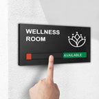 Wellness Room Office Sign, Do Not Disturb Privacy Slide Door Sign, In Use And Available Slider Indicator, Matte Black 8.8"x 4.9"