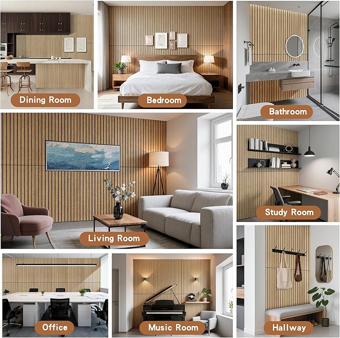 AUTORIFIC Wood Veneer Sound Panels, 10 Pack 47.2”x23.6” Wall Panels, Decorative Acoustic Panels for Walls, for Office,Home Theater,Studio,Living Room, Teak(Mitred)