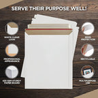 Rigid Mailers 9.25 x 11.75 Inch – 100 Pack White Self Seal Stay Flat Cardboard Envelopes – No Bend Mailing Envelopes for Photos, Documents, Certificates, Books, Magazines & Art Prints