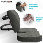FORTEM Seat Cushion, Office Chair Cushion, Lumbar Support Pillow for Office Chair, Memory Foam Sciatica Coccyx Tailbone Pressure Pain Relief, Car Sitting Pad, Washable Non Slip, XL