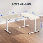 FLEXISPOT L Shaped Standing Desk, 63 x 47 Inch Electric Height Adjustable Corner Desk, Sit Stand Computer Workstation, Preset Controller, Home Office, White Frame with Maple Top, White Drawer