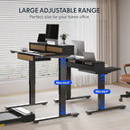 FLEXISPOT Q4 One-Piece Standing Desk with Rattan Drawers, 48 x 24 Inch Adjustable Height, Electric Stand Up Table with Monitor Shelf, Home Office Ergonomic Computer Desk with Memory Presets, Black