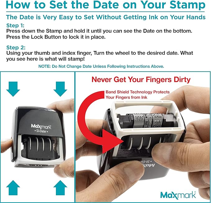 MaxMark Dater 4000 Self Inking Date Stamp - Red