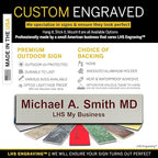 Personalized Name Plate with Choice of Mounting Holders for Walls, Doors, Cubicles, Hanging and More - Custom Light Gray Plastic Burgundy Letters - USA Made 2x10 - B21