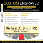 Engraved Name Plates for Door Sign Personalized Ivory Plastic Plaque with Brown Letters - Made in USA 2x10 B5