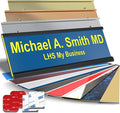 Custom Name Plate with Choice of Mounting for Walls, Doors, Cubicles, Hanging and More - Personalized Blue Plastic Yellow Letters - USA Made 2x10 - B20