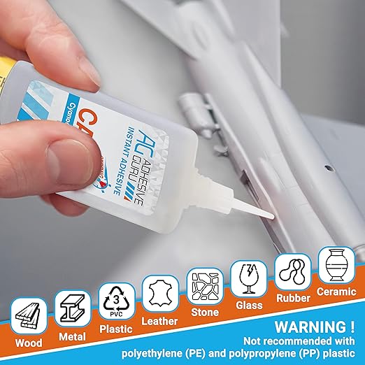 Adhesive Guru CA Glue with Activator (2 x 3.5 oz - 2 x 13.5 fl oz) CA Glue Set for Woodworking with Microtips, Cyanoacrylate Super Glue for Plastic, Glass, Ceramic, DIY, 3D Printing (2 Pack Set)
