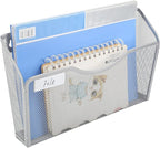 EasyPAG 6 Pack Wall File Organizer with Label Panel, Mesh Hanging File Folder Organizer for Letter/A4 Size Folders, Wall Mounted Vertical Mail Holder for Paperwork, Office, Home, School, Silver