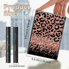 BWEGRHE Slim Credit Card Holder, Leopard Glitter RFID Blocking Metal Wallet for Men & Women, Aluminum Minimalist Hard Case Pocket-Sized Business Cards Organizer (Fits Up to 10 Cards)