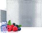 Amiff Silver Thermal Bubble Mailer, 24 x 20 Inches. 50 Pack Metallic Bubble Mailers. Self-Seal Insulated Mailers for Cold Shipping. Padded Envelopes Waterproof. Thermal Bag for Food, Cosmetics