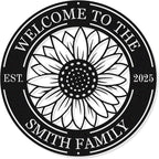 Custom Metal Sunflower Welcome Sign Personalized Sunflower Metal Sign, Welcome to Our Home Round Metal Sign, Personalized Metal Sign Custo