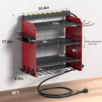 CFMASTER Power Tool Organizer Wall Mount with Charging Station - Heavy-Duty Cordless Drill Holder,Adjustable Tool Storage Rack for Garage,Workshop,Wall-Mounted Tool Organizer Gifts for Fathers Day