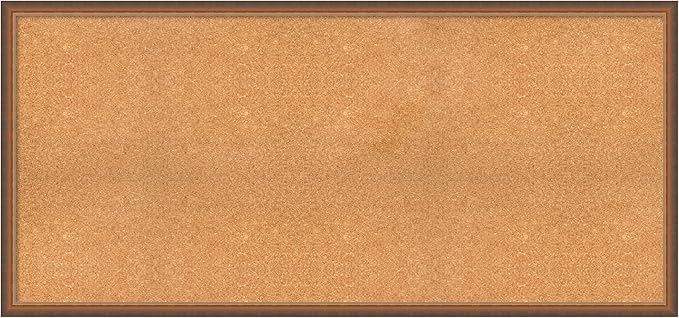 Amanti Art Natural Cork Board for Wall, 28x60 Vision Board with Bronze Frame, Oversize Corkboard Office Decor for Home Organization, Modern Corkboard Pinboard to Display Items for Home Organization
