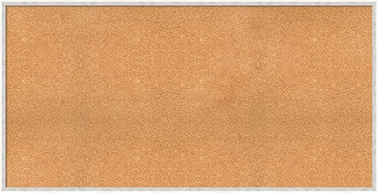 Amanti Art Natural Cork Board for Wall, 29x57 Vision Board with White Frame, Oversize Corkboard Office Decor for Home Organization, Modern Corkboard Pinboard to Display Items for Home Organization in