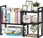 Yelinkws Desktop Shelf Organizer,Small Bookshelf for Office,Wood Desk Top Shelves, Office Organization and Storage (Black)